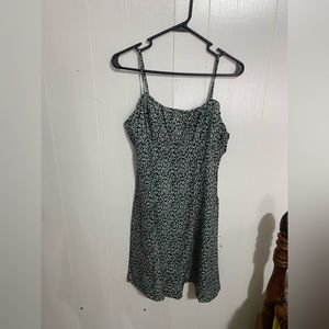 Green and white dress.